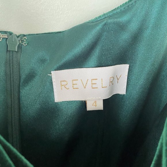 Revelry Skye Velvet Dress - Emerald Green Size 4 - Picture 5 of 11